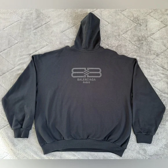NEW🔥BALENCIAGA Gender Inclusive Beaded Back BB Logo Oversized Hoodie🔥